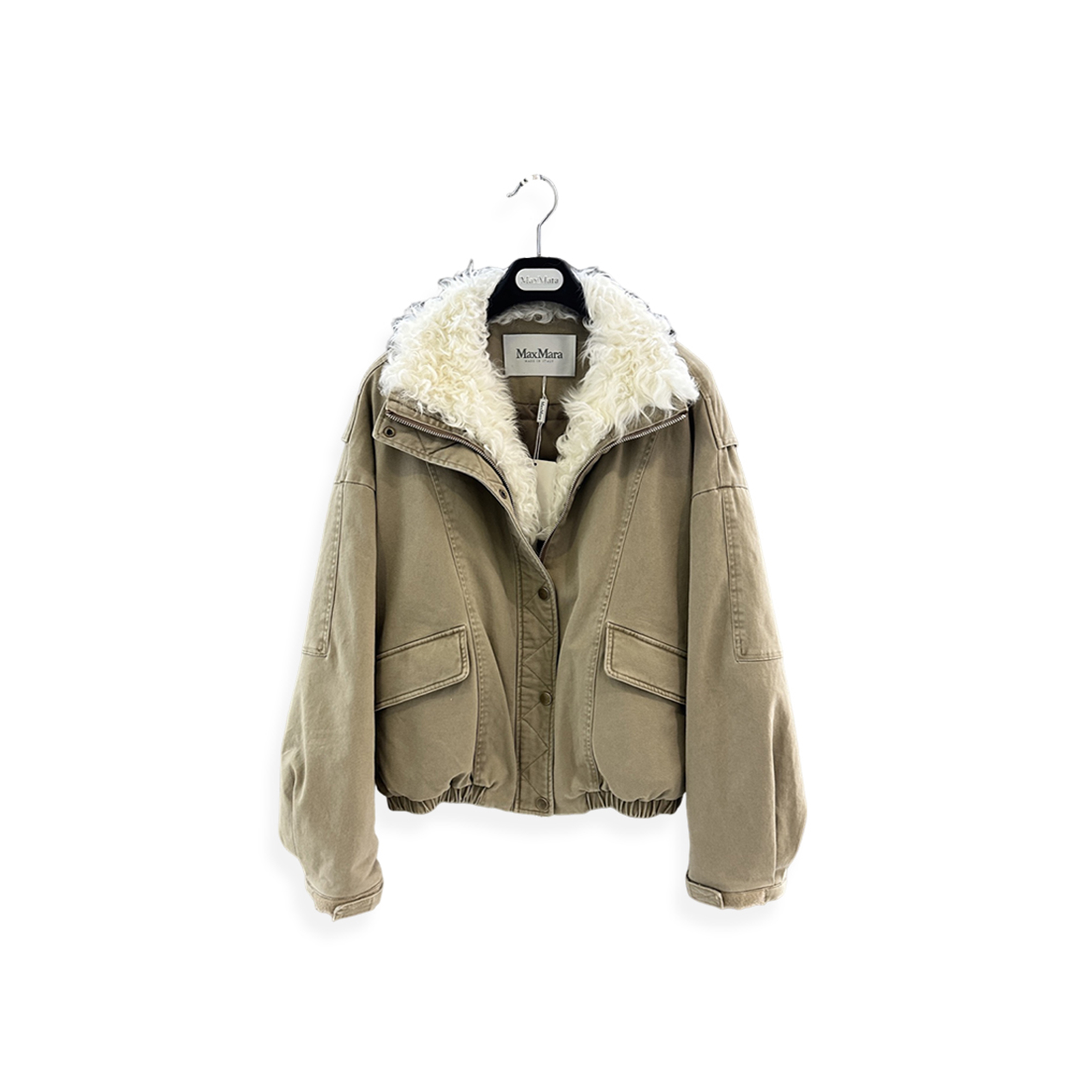 MAX MARA COTTON CANVAS FUR JACKET 